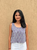 Lilac Butti Hand Block Printed Crossback Top