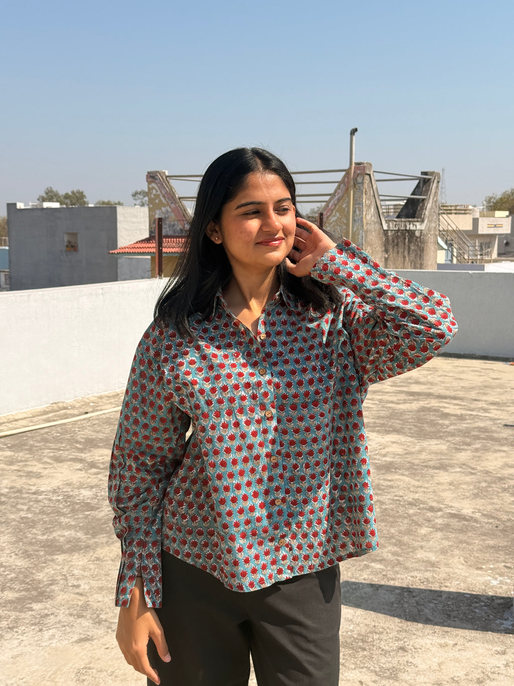 Saanjh Pleated Sleeve Shirt