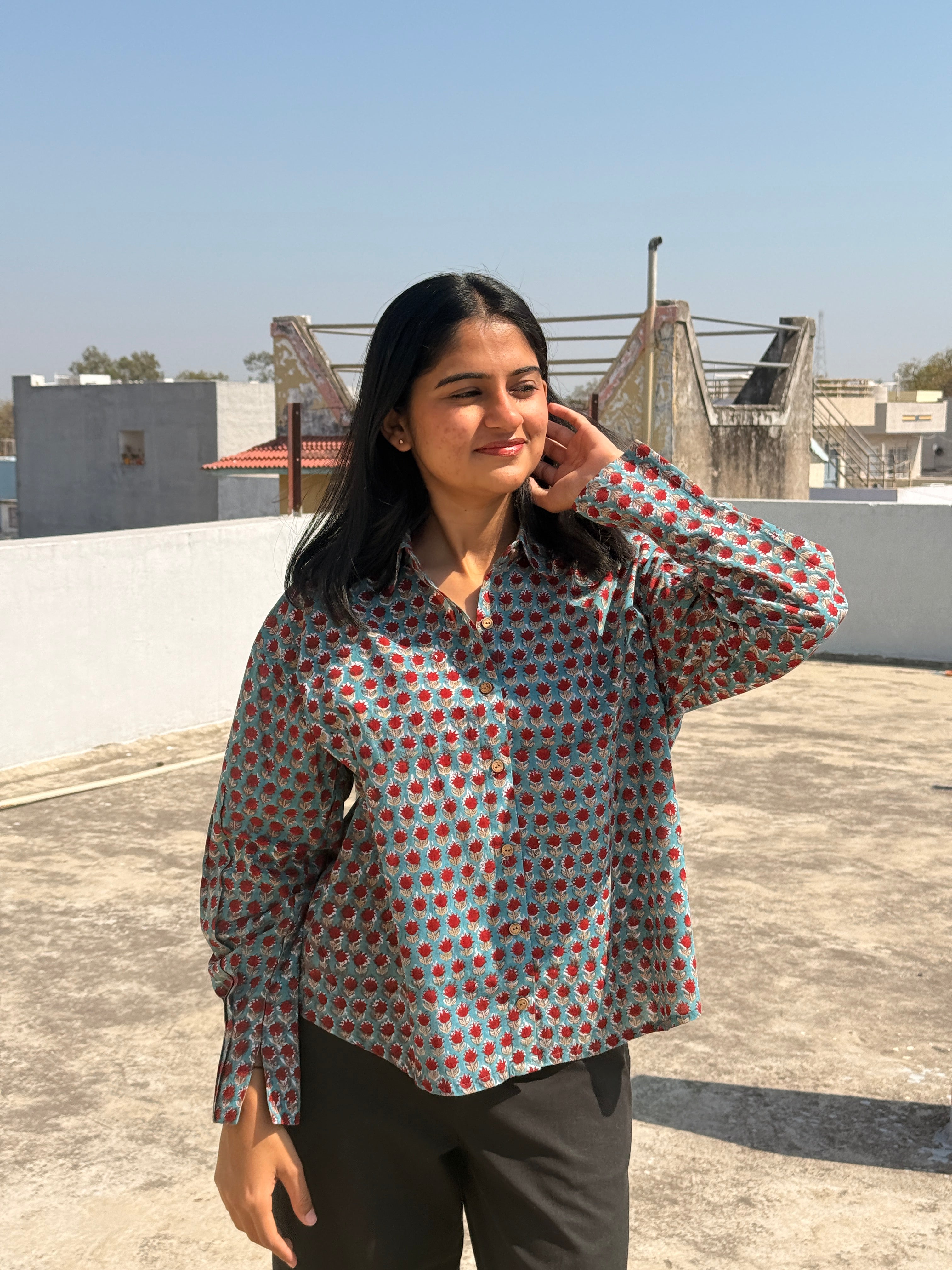 Saanjh Pleated Sleeve Shirt