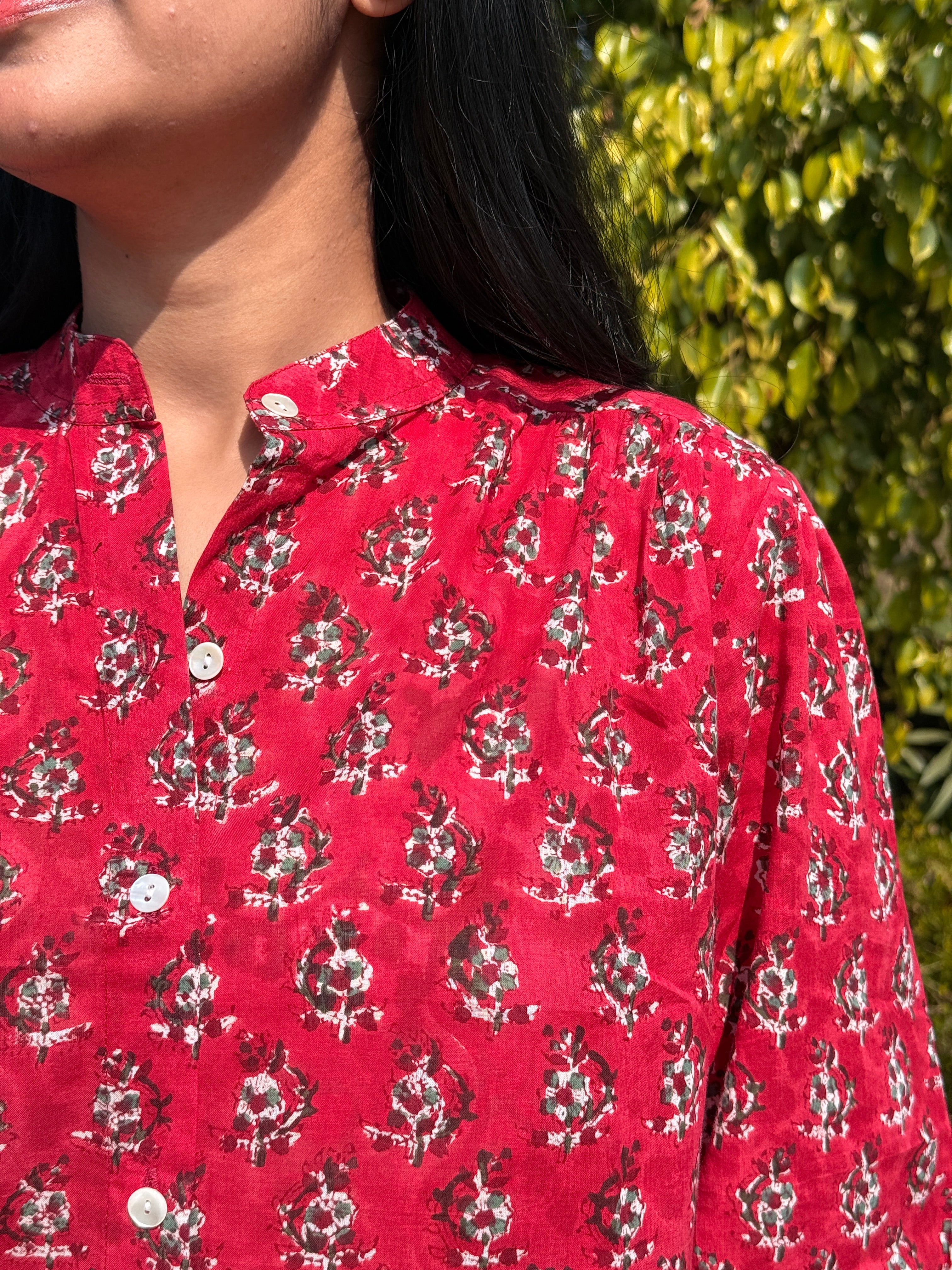 Rich Red Cotton Mul Shirt