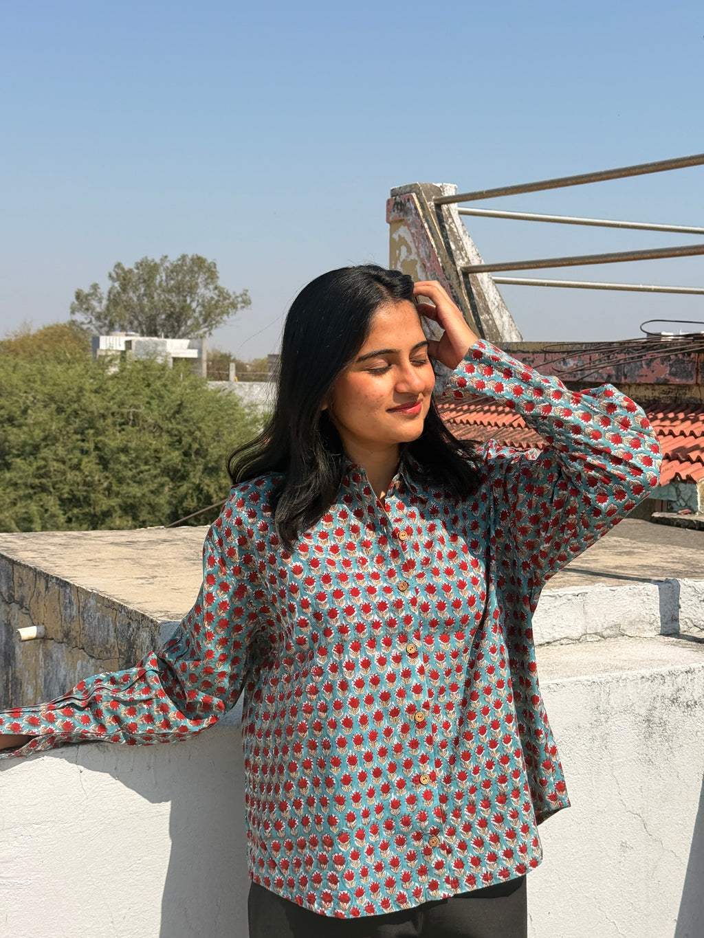 Saanjh Pleated Sleeve Shirt