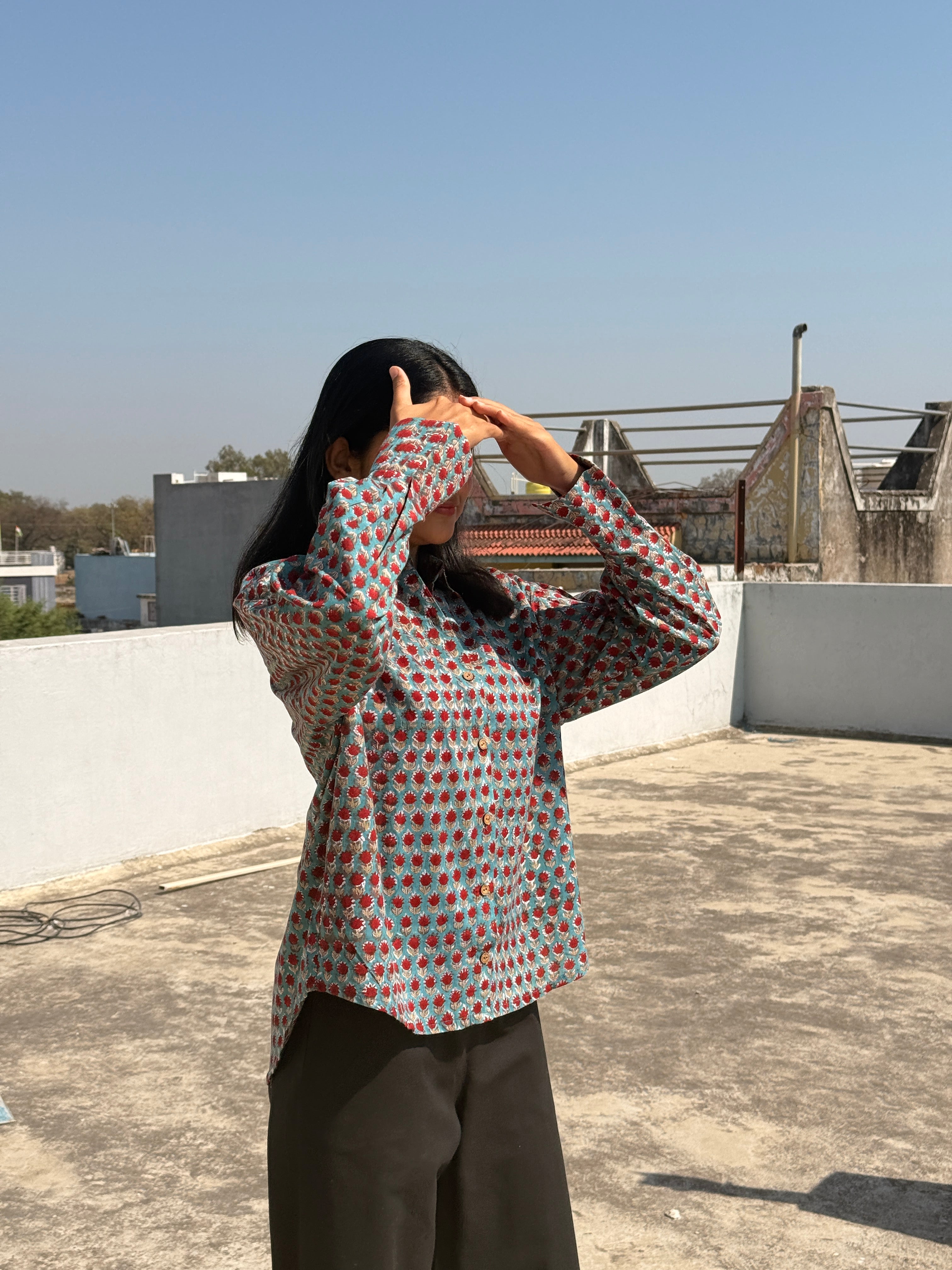 Saanjh Pleated Sleeve Shirt