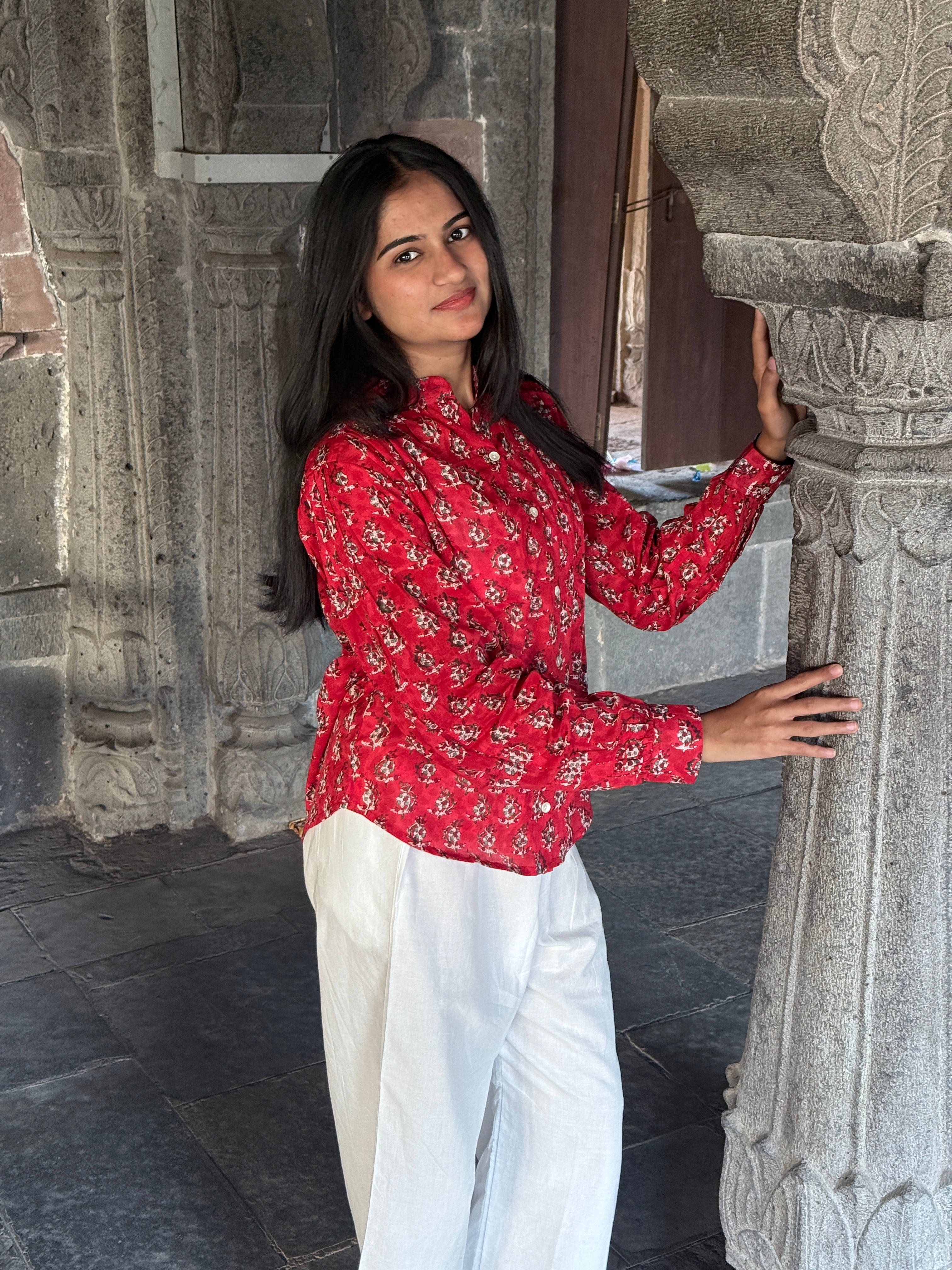 Rich Red Cotton Mul Shirt