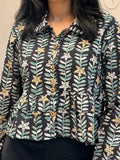 Vana Hand Block Printed Ruffle Shirt