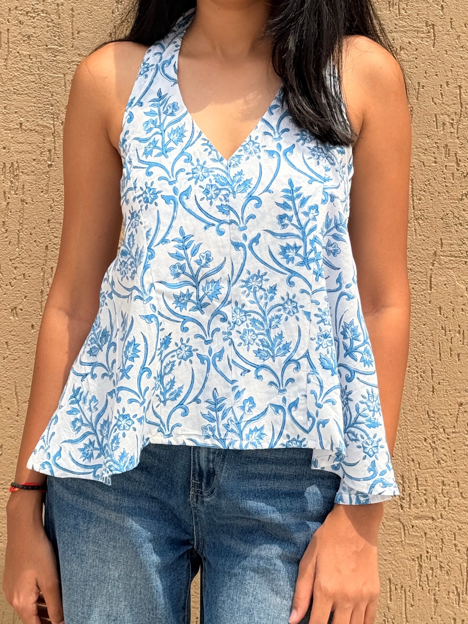 Bela Hand Block Printed Halter Top
