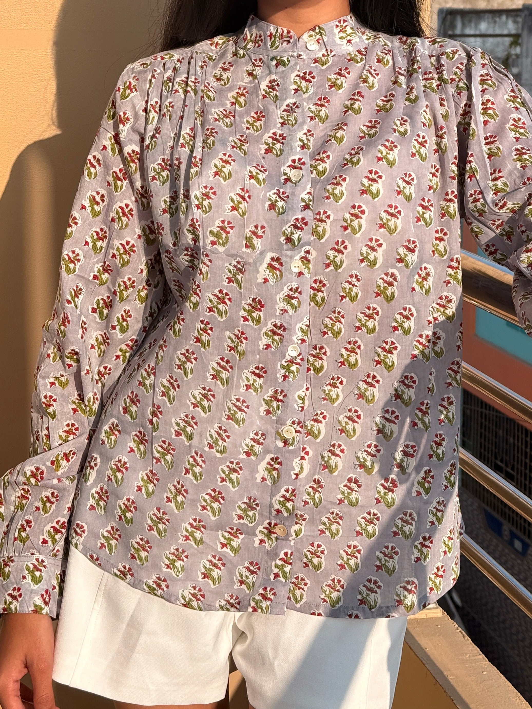 Soft Pastel-Blue Mul Cotton Shirt