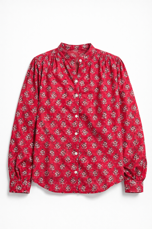 Rich Red Cotton Mul Shirt
